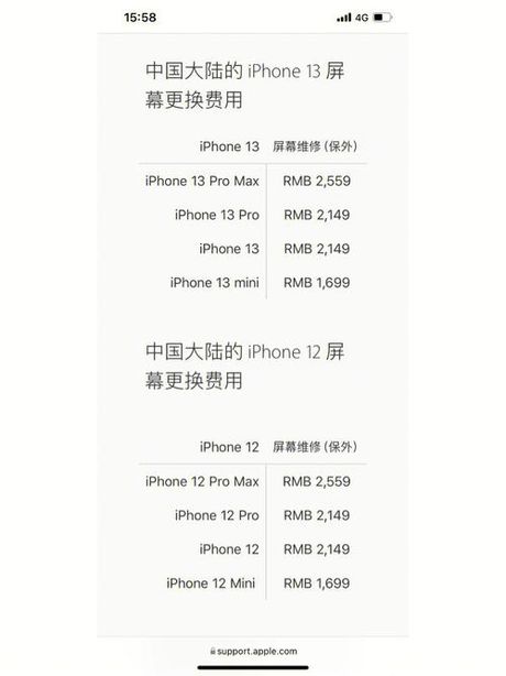 苹果手机换屏价格揭秘