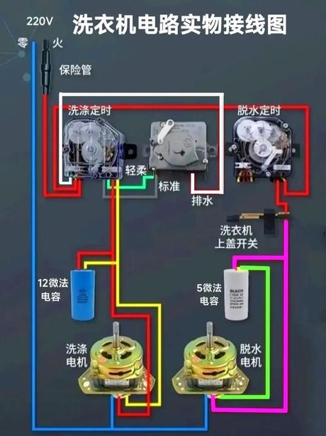 洗衣机电容的接线方法